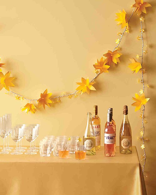 blossoming backdrop for a bar