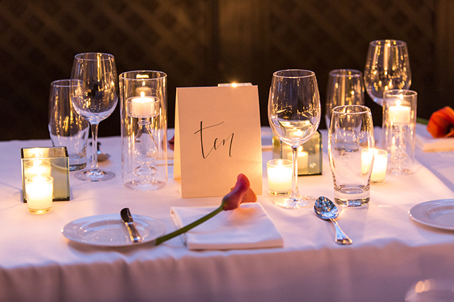A nice touch: a calla lily at each place setting