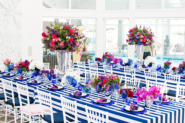The tables at the Kentucky-Derby-inspired bridal shower.