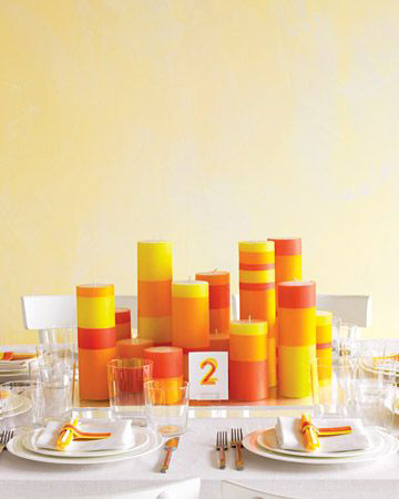 bold and modern striped candle centerpiece