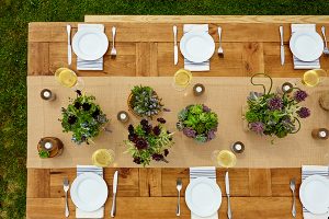 neutrals and green tablescape for Hamptons lunch