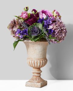 classic wedding centerpiece with purple flowers