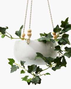 hanging white ceramic pot