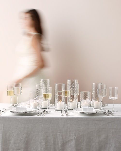 diy bride etched glass pillar holders snowy tablescape stylish winter wedding decor ideas