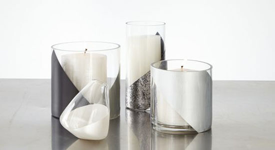 smoky gray and silver colorblocked candle hurricanes diy decor