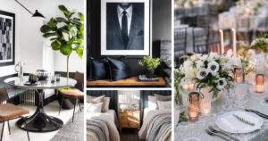 sultry black and smoky decor ideas masculine bedroom with black wall wedding tablescape with smoke candleholders