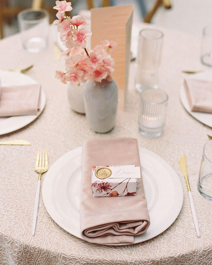 paris in spring theme bridal shower tablescape with cherry blossoms