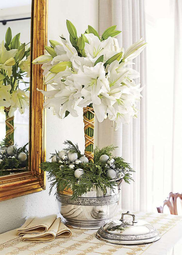christmas reimagined white amaryllis topiary
