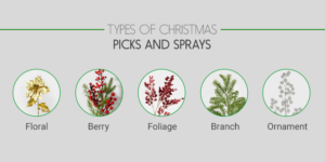 types of christmas picks and sprays